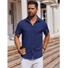 image:imageCOOFANDY Mens Short Sleeve Button Down Shirts Casual Summer Shirt Untucked Dress ShirtsNavy Blueanchor