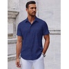 image:imageCOOFANDY Mens Short Sleeve Button Down Shirts Casual Summer Shirt Untucked Dress ShirtsNavy Blueanchor