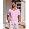 image:imageCOOFANDY Mens Short Sleeve Button Down Shirts Casual Summer Shirt Untucked Dress ShirtsPink