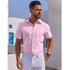 image:imageCOOFANDY Mens Short Sleeve Button Down Shirts Casual Summer Shirt Untucked Dress ShirtsPink