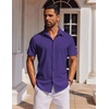 image:imageCOOFANDY Mens Short Sleeve Button Down Shirts Casual Summer Shirt Untucked Dress ShirtsPurple