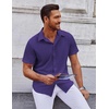 image:imageCOOFANDY Mens Short Sleeve Button Down Shirts Casual Summer Shirt Untucked Dress ShirtsPurple