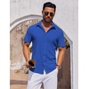 image:imageCOOFANDY Mens Short Sleeve Button Down Shirts Casual Summer Shirt Untucked Dress ShirtsSky Blue