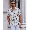 image:imageCOOFANDY Mens Short Sleeve Button Down Shirts Casual Summer Shirt Untucked Dress ShirtsWhiteblack Leaf