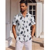 image:imageCOOFANDY Mens Short Sleeve Button Down Shirts Casual Summer Shirt Untucked Dress ShirtsWhiteblack Leaf