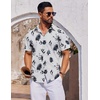 image:imageCOOFANDY Mens Short Sleeve Button Down Shirts Casual Summer Shirt Untucked Dress ShirtsWhiteblack Leaf