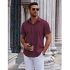 image:imageCOOFANDY Mens Short Sleeve Button Down Shirts Casual Summer Shirt Untucked Dress ShirtsWine Red