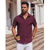 image:imageCOOFANDY Mens Short Sleeve Button Down Shirts Casual Summer Shirt Untucked Dress ShirtsWine Red