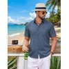 image:imageCOOFANDY Mens Short Sleeve Button Down Shirts Casual Summer Shirts Linen Beach Shirt with PocketDenim Blue