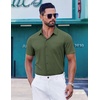 image:imageCOOFANDY Mens Short Sleeve Button Down Shirts Wrinkle Free Dress Shirt for Men Casual Untucked Shirt with PocketArmy Green