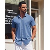 image:imageCOOFANDY Mens Short Sleeve Button Down Shirts Wrinkle Free Dress Shirt for Men Casual Untucked Shirt with PocketCaptain Blue