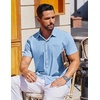 image:imageCOOFANDY Mens Short Sleeve Button Down Shirts Wrinkle Free Dress Shirt for Men Casual Untucked Shirt with PocketLight Blue