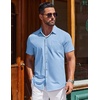 image:imageCOOFANDY Mens Short Sleeve Button Down Shirts Wrinkle Free Dress Shirt for Men Casual Untucked Shirt with PocketLight Blue