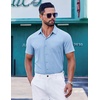 image:imageCOOFANDY Mens Short Sleeve Button Down Shirts Wrinkle Free Dress Shirt for Men Casual Untucked Shirt with PocketLight Blue