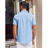 image:imageCOOFANDY Mens Short Sleeve Button Down Shirts Wrinkle Free Dress Shirt for Men Casual Untucked Shirt with PocketLight Blue