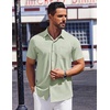 image:imageCOOFANDY Mens Short Sleeve Button Down Shirts Wrinkle Free Dress Shirt for Men Casual Untucked Shirt with PocketLight Green