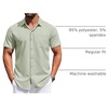 image:imageCOOFANDY Mens Short Sleeve Button Down Shirts Wrinkle Free Dress Shirt for Men Casual Untucked Shirt with PocketLight Green