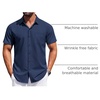 image:imageCOOFANDY Mens Short Sleeve Button Down Shirts Wrinkle Free Dress Shirt for Men Casual Untucked Shirt with PocketNavy Blue