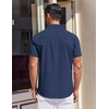image:imageCOOFANDY Mens Short Sleeve Button Down Shirts Wrinkle Free Dress Shirt for Men Casual Untucked Shirt with PocketNavy Blue
