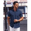 image:imageCOOFANDY Mens Short Sleeve Button Down Shirts Wrinkle Free Dress Shirt for Men Casual Untucked Shirt with PocketNavy Blue