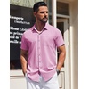 image:imageCOOFANDY Mens Short Sleeve Button Down Shirts Wrinkle Free Dress Shirt for Men Casual Untucked Shirt with PocketPink
