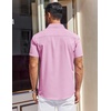 image:imageCOOFANDY Mens Short Sleeve Button Down Shirts Wrinkle Free Dress Shirt for Men Casual Untucked Shirt with PocketPink