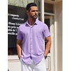 image:imageCOOFANDY Mens Short Sleeve Button Down Shirts Wrinkle Free Dress Shirt for Men Casual Untucked Shirt with PocketPurple