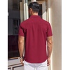 image:imageCOOFANDY Mens Short Sleeve Button Down Shirts Wrinkle Free Dress Shirt for Men Casual Untucked Shirt with PocketWine Red