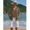 image:imageCOOFANDY Mens Short Sleeve Casual Button Down Shirts Textured Summer Beach ShirtArmy Green