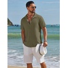 image:imageCOOFANDY Mens Short Sleeve Casual Button Down Shirts Textured Summer Beach ShirtArmy Green