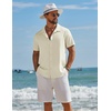 image:imageCOOFANDY Mens Short Sleeve Casual Button Down Shirts Textured Summer Beach ShirtBeige