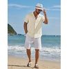 image:imageCOOFANDY Mens Short Sleeve Casual Button Down Shirts Textured Summer Beach ShirtBeige