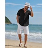 image:imageCOOFANDY Mens Short Sleeve Casual Button Down Shirts Textured Summer Beach ShirtBlack