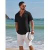 image:imageCOOFANDY Mens Short Sleeve Casual Button Down Shirts Textured Summer Beach ShirtBlack