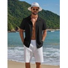 image:imageCOOFANDY Mens Short Sleeve Casual Button Down Shirts Textured Summer Beach ShirtBlack