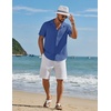 image:imageCOOFANDY Mens Short Sleeve Casual Button Down Shirts Textured Summer Beach ShirtDark Blue