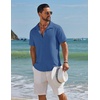 image:imageCOOFANDY Mens Short Sleeve Casual Button Down Shirts Textured Summer Beach ShirtDark Blue