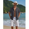image:imageCOOFANDY Mens Short Sleeve Casual Button Down Shirts Textured Summer Beach ShirtDark Grey