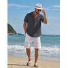 image:imageCOOFANDY Mens Short Sleeve Casual Button Down Shirts Textured Summer Beach ShirtDark Grey