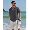 image:imageCOOFANDY Mens Short Sleeve Casual Button Down Shirts Textured Summer Beach ShirtDark Grey