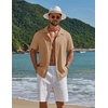 image:imageCOOFANDY Mens Short Sleeve Casual Button Down Shirts Textured Summer Beach ShirtKhaki