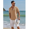 image:imageCOOFANDY Mens Short Sleeve Casual Button Down Shirts Textured Summer Beach ShirtKhaki