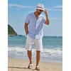 image:imageCOOFANDY Mens Short Sleeve Casual Button Down Shirts Textured Summer Beach ShirtLight Blue