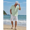 image:imageCOOFANDY Mens Short Sleeve Casual Button Down Shirts Textured Summer Beach ShirtLight Green