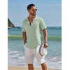 image:imageCOOFANDY Mens Short Sleeve Casual Button Down Shirts Textured Summer Beach ShirtLight Green