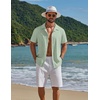 image:imageCOOFANDY Mens Short Sleeve Casual Button Down Shirts Textured Summer Beach ShirtLight Green