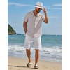 image:imageCOOFANDY Mens Short Sleeve Casual Button Down Shirts Textured Summer Beach ShirtLight Grey