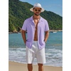 image:imageCOOFANDY Mens Short Sleeve Casual Button Down Shirts Textured Summer Beach ShirtLight Purple