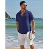 image:imageCOOFANDY Mens Short Sleeve Casual Button Down Shirts Textured Summer Beach ShirtNavy Blue