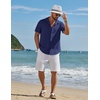 image:imageCOOFANDY Mens Short Sleeve Casual Button Down Shirts Textured Summer Beach ShirtNavy Blue